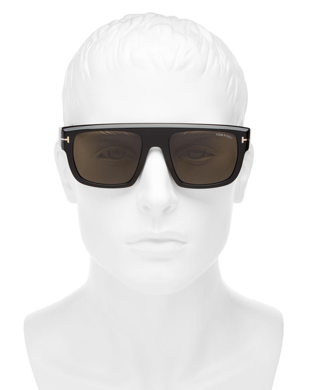 Tom Ford Alessio Flat Top Square Sunglasses in Black for Men | Lyst