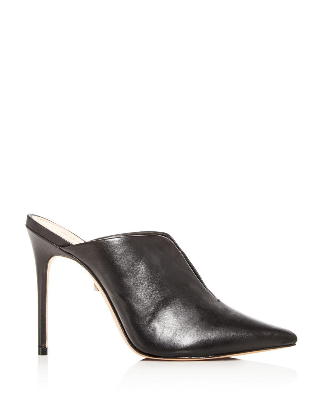pointed toe leather mules