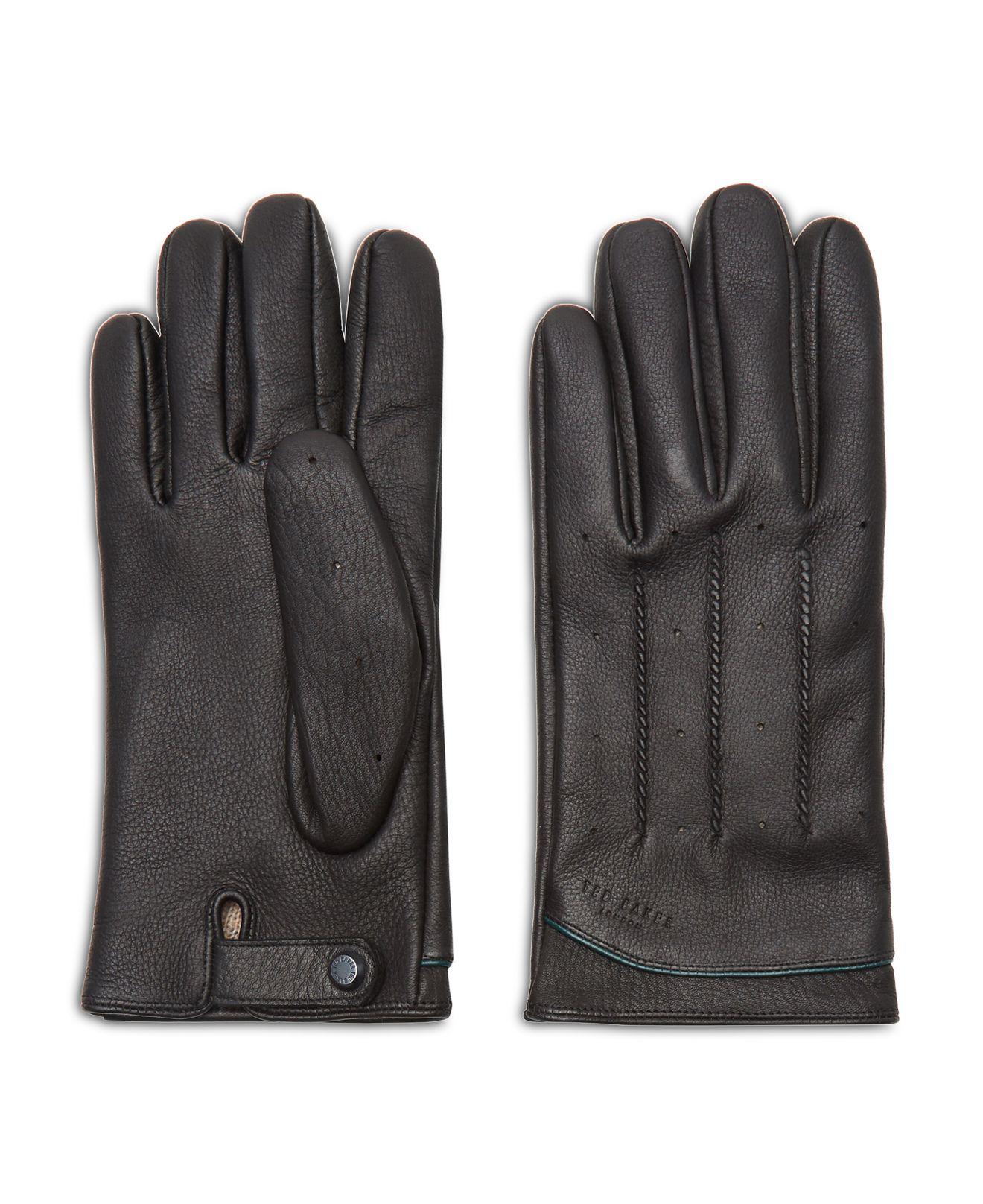 Ted Baker Roots Leather Driving Gloves in Black for Men - Lyst