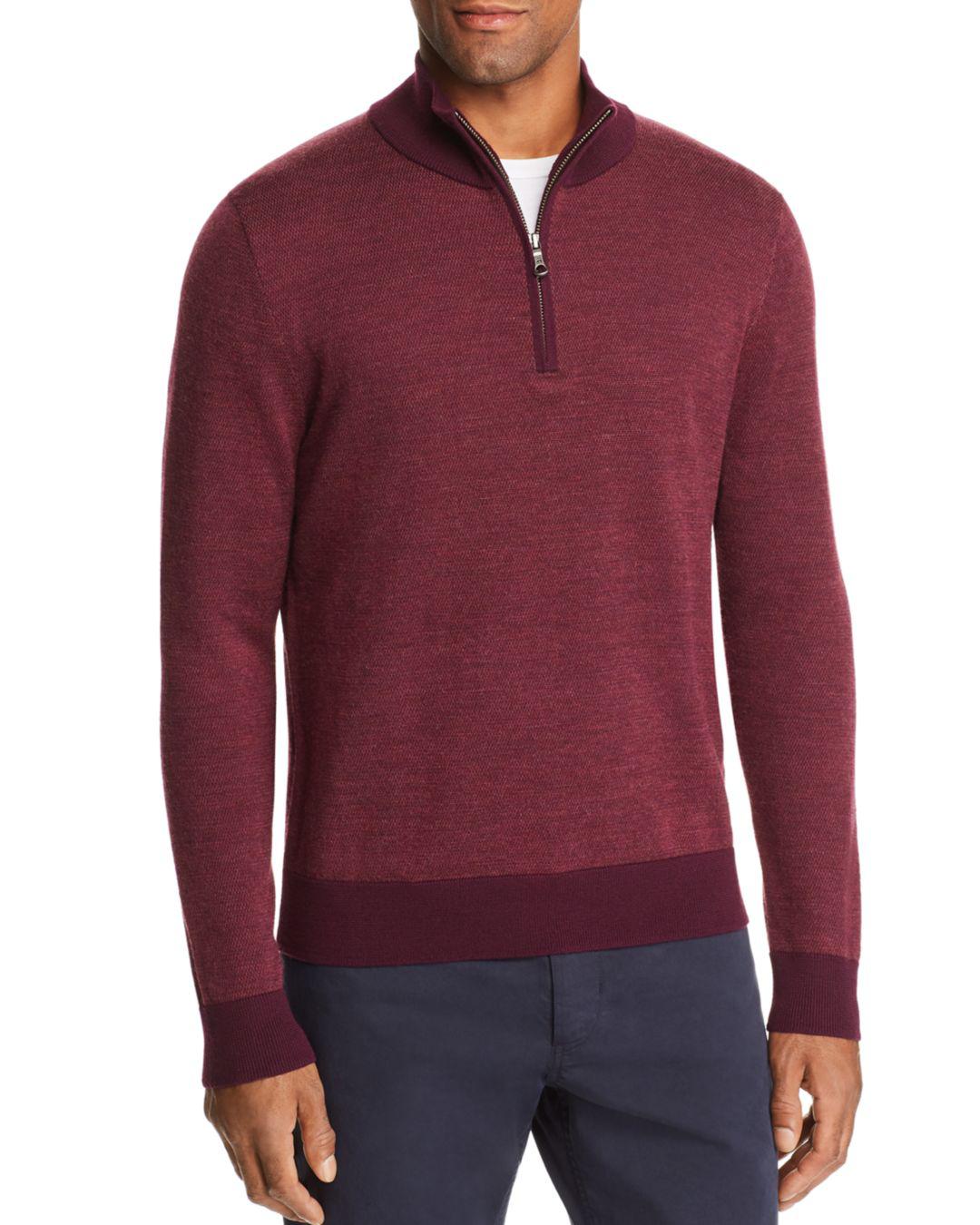 Lyst - Brooks Brothers Birdseye Half Zip Sweater in Purple for Men