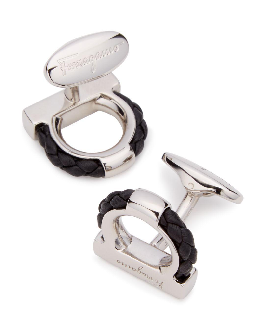 Ferragamo Gancini Leather Rope Cufflinks in Black for Men Save 4 Lyst