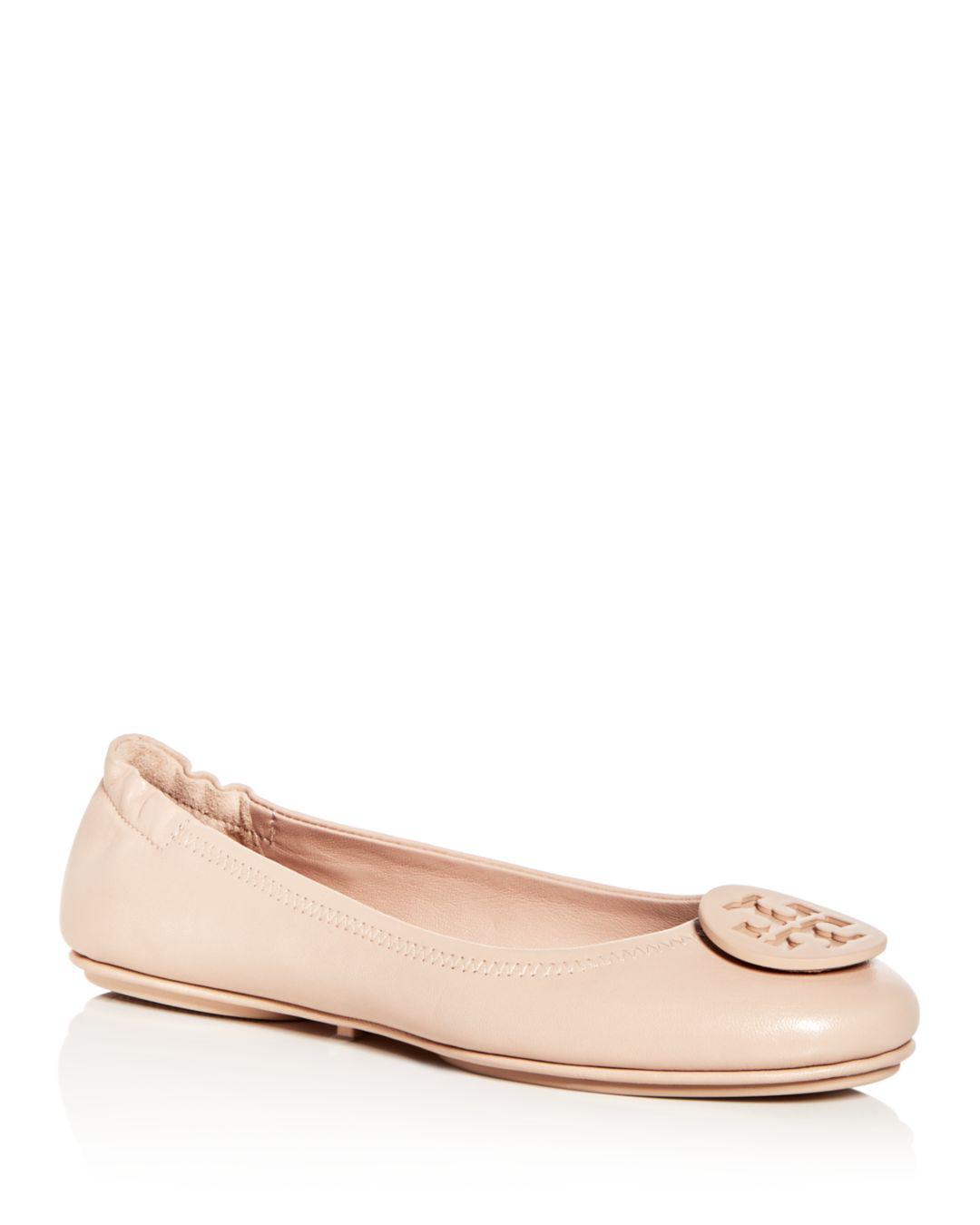 tory burch minnie travel ballet flat embossed leather
