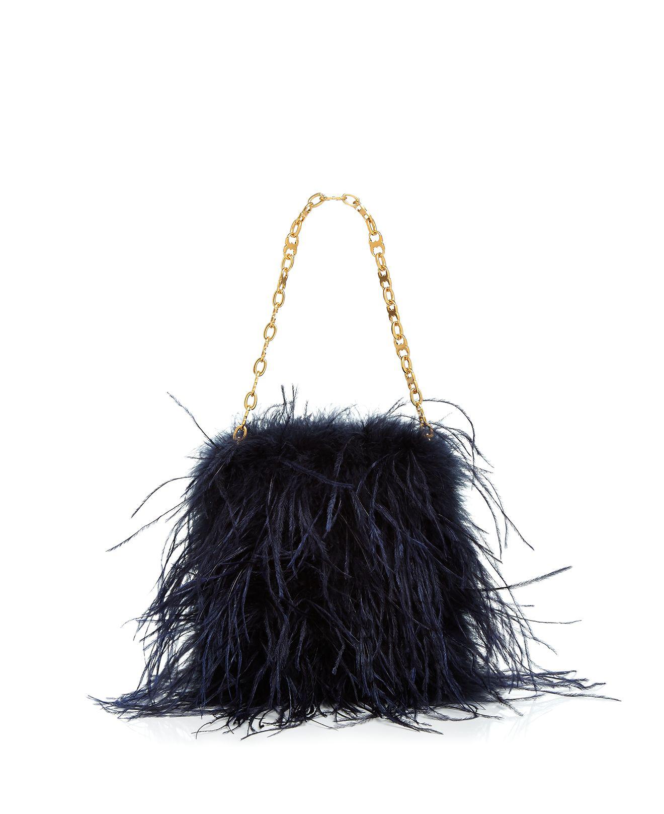 Tory Burch Ostrich Feather Mini Bag in Navy/Gold (Blue) - Lyst