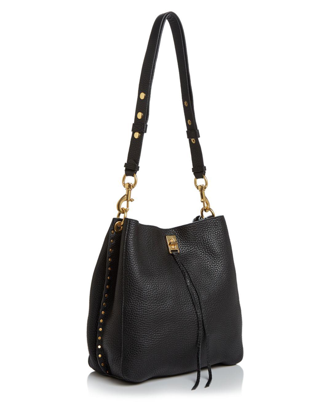 Rebecca Minkoff Darren Leather Shoulder Bag in Black/Gold (Black) Lyst