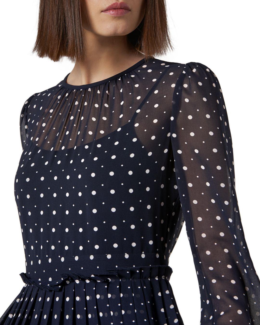 lk bennett navy polka dot dress