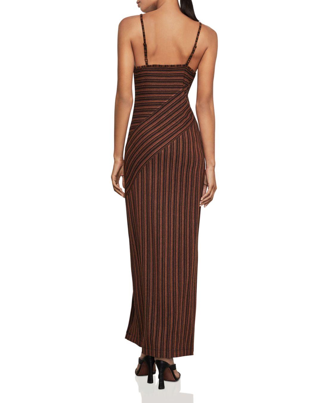 BCBGMAXAZRIA Womens Asymmetrical Stripe Flared Dress