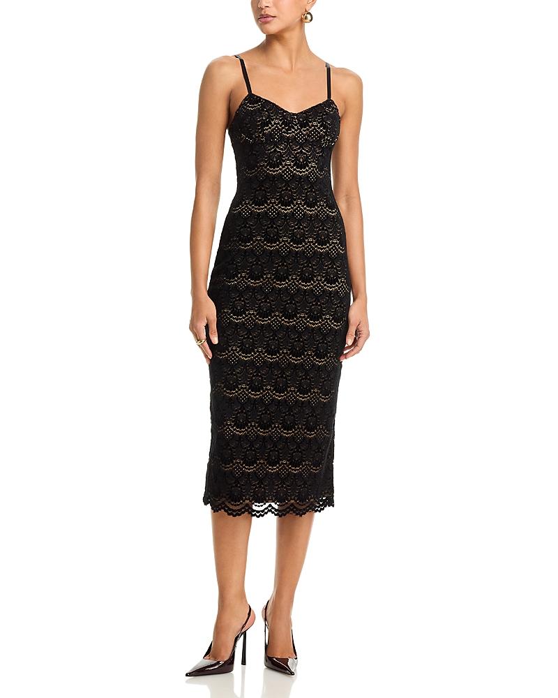 bloomingdales black lace dress Marlene Black Flared Lace Maxi Dress, S / Black