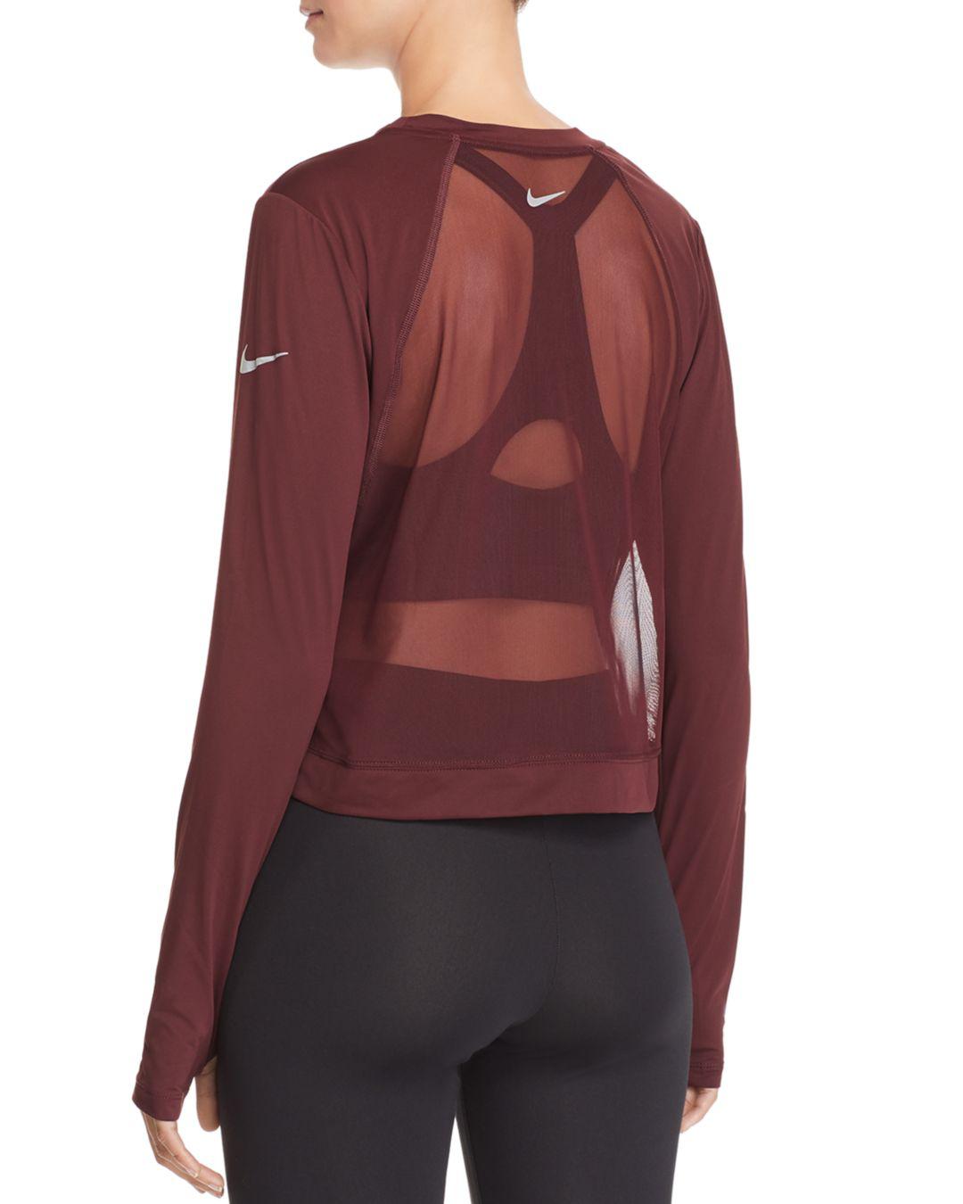 burgundy nike crop top