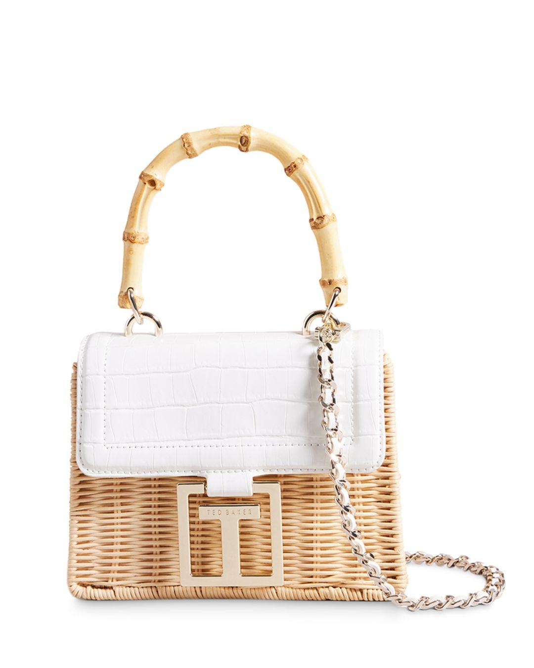 Ted Baker Jaynina Imitation Croc Mini Basket Bag in White | Lyst
