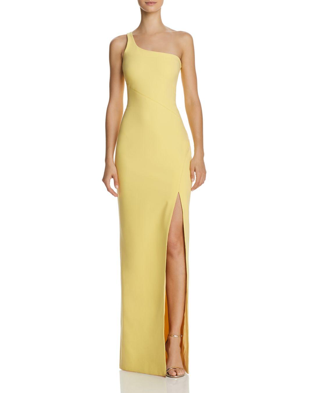 yellow one shoulder gown