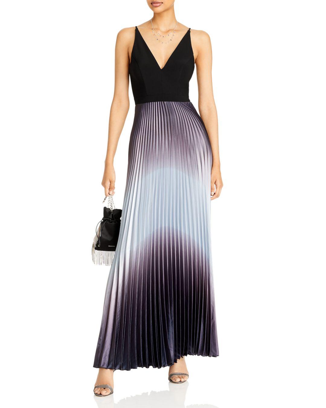 Aqua Pleated Shimmer Gown in Black 