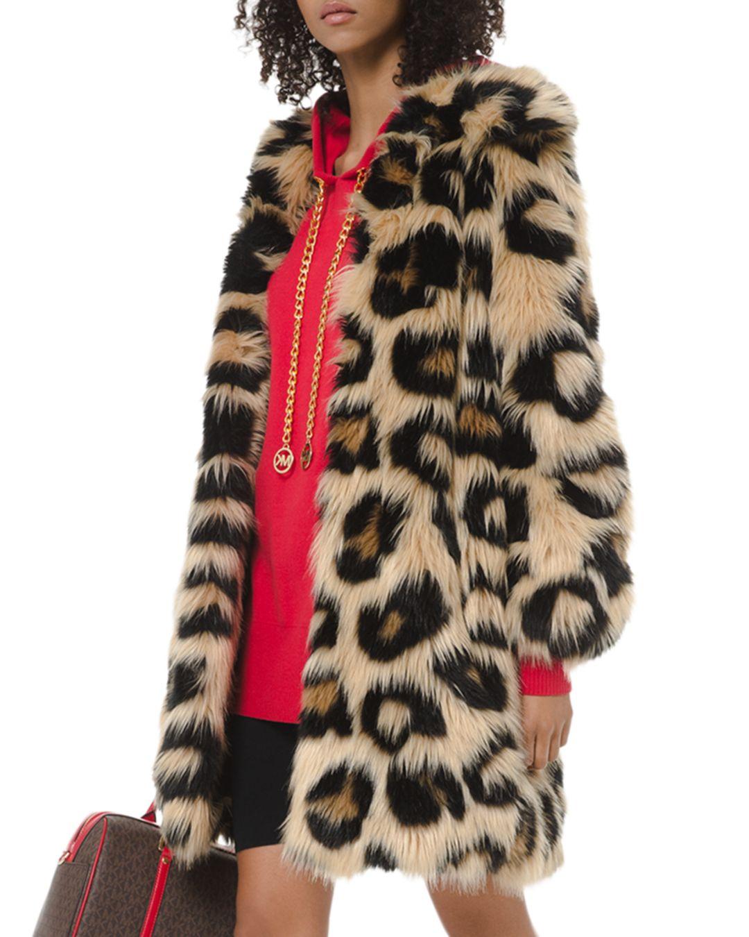 MICHAEL Michael Kors Oversized Leopard - Print Faux - Fur Coat | Lyst