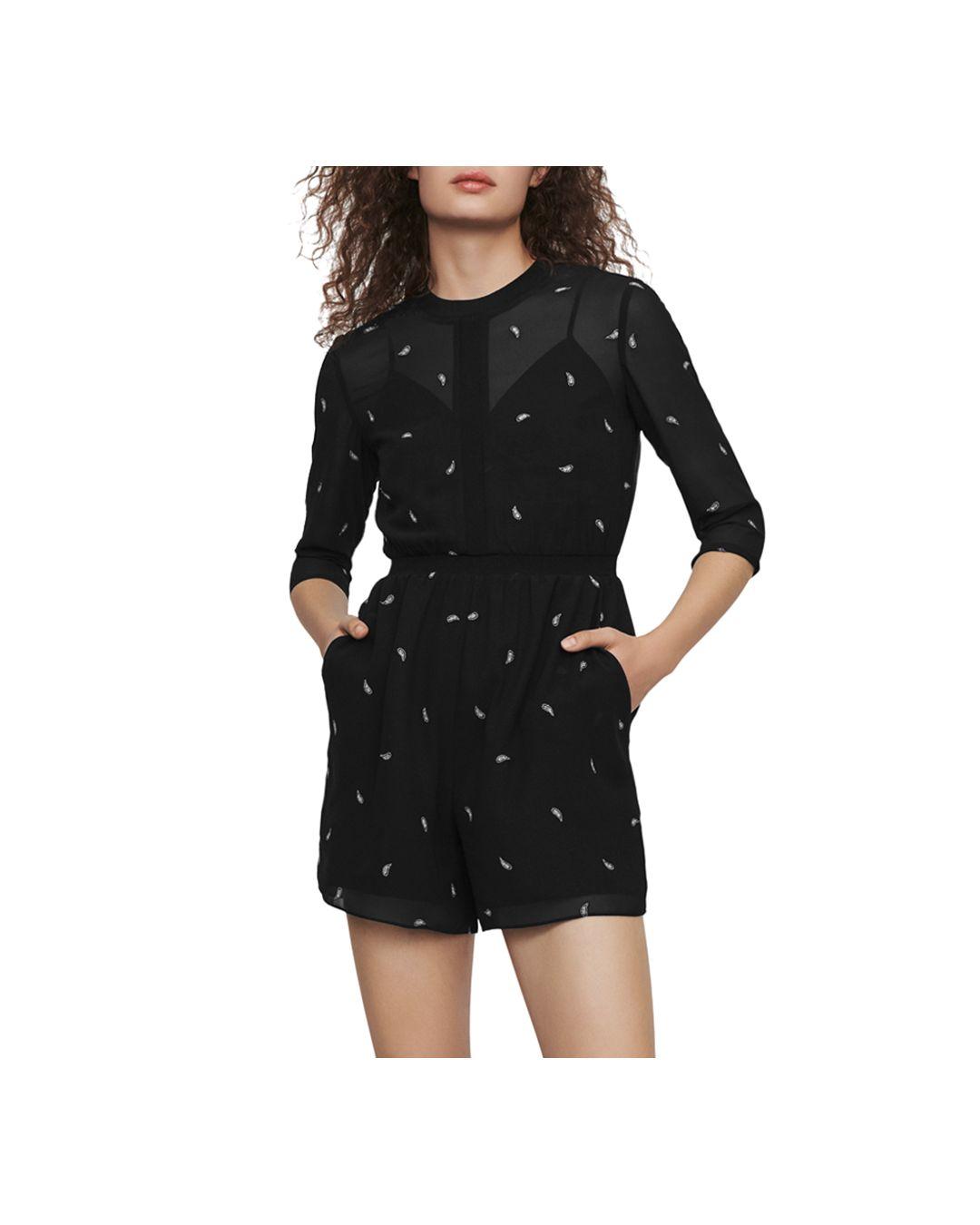 Maje Synthetic Ivoly Paisley Motif Romper In Black Lyst Maje Synthetic Ivoly Paisley Motif Romper In Black Lyst