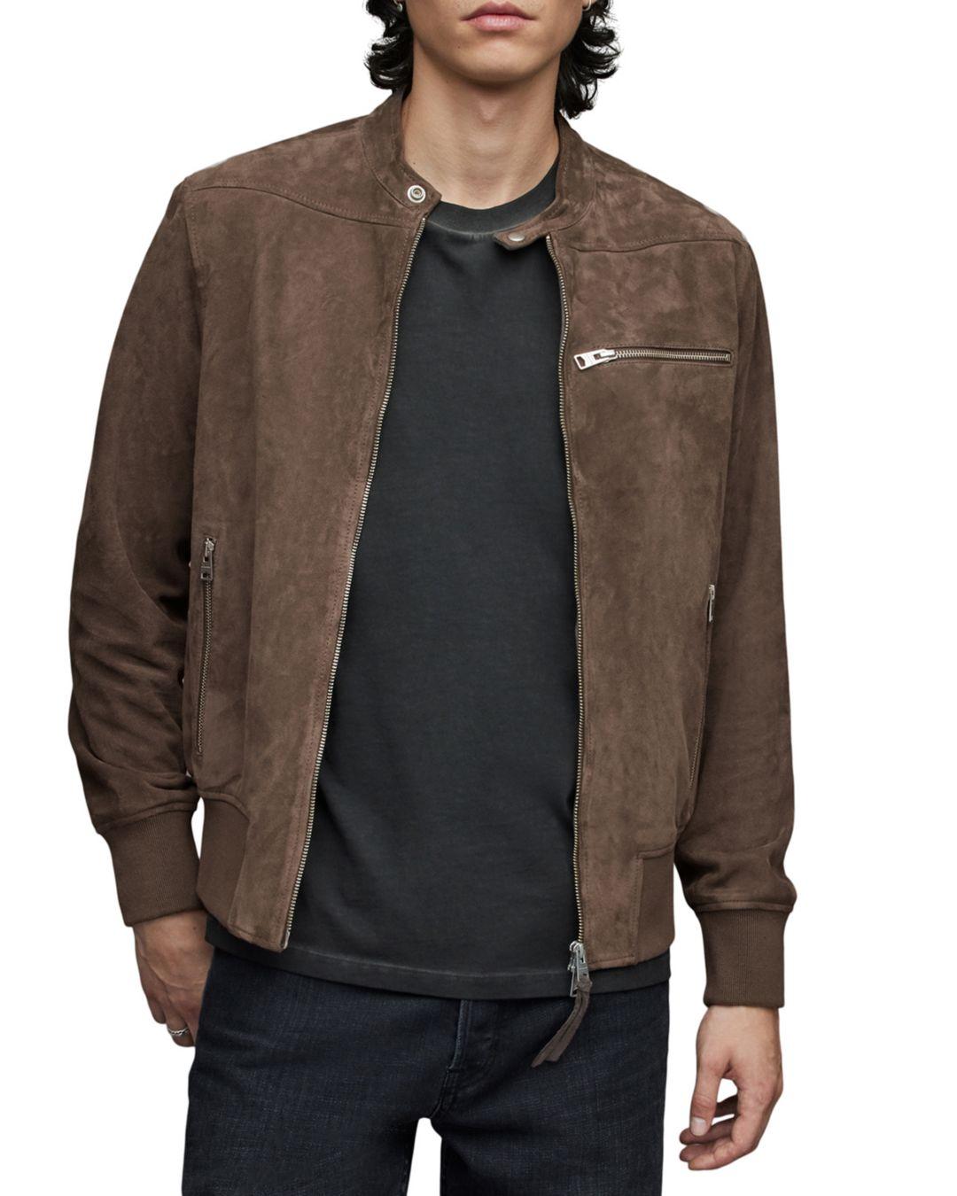 AllSaints Olmo Suede Jacket in Brown for Men Lyst