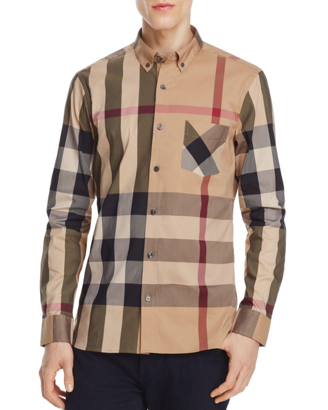 Burberry Cotton Men's Thornaby Check Casual Button-down Shirt - Camel ...
