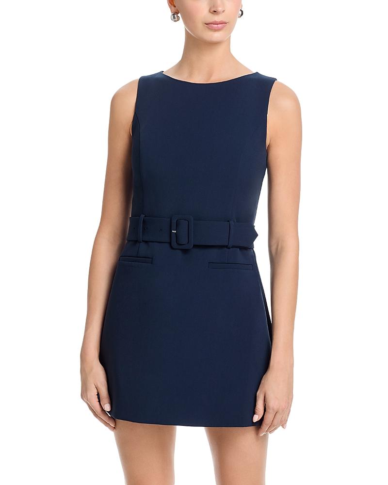 French Connection Azra Twill Belted Mini Dress in Blue | Lyst