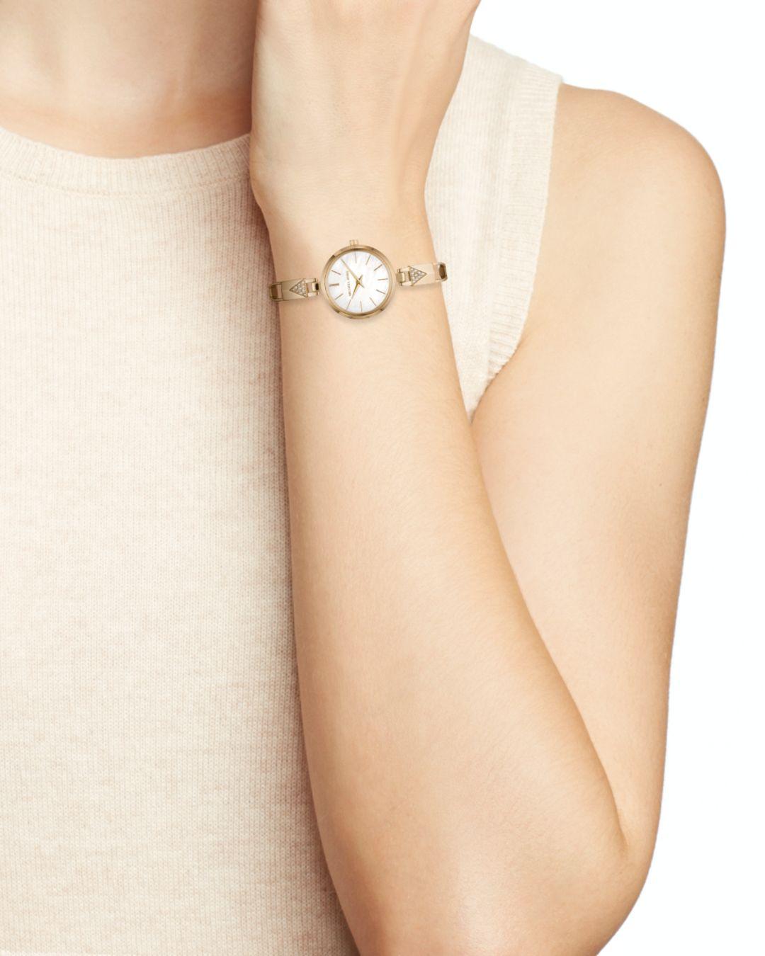 Kors Jaryn Bangle Bracelet Watch in White/Gold (Metallic) - Lyst