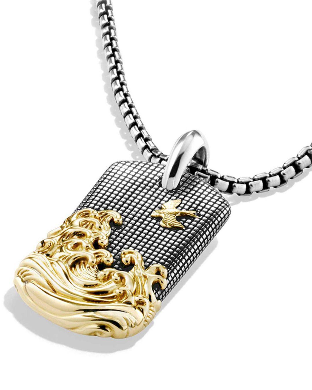 David Yurman Waves Tag Pendant in Gold 