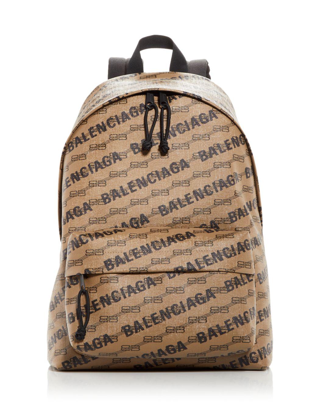 Balenciaga Signature Monogram Logo Medium Coated Canvas Backpack in Natural  for Men | Lyst