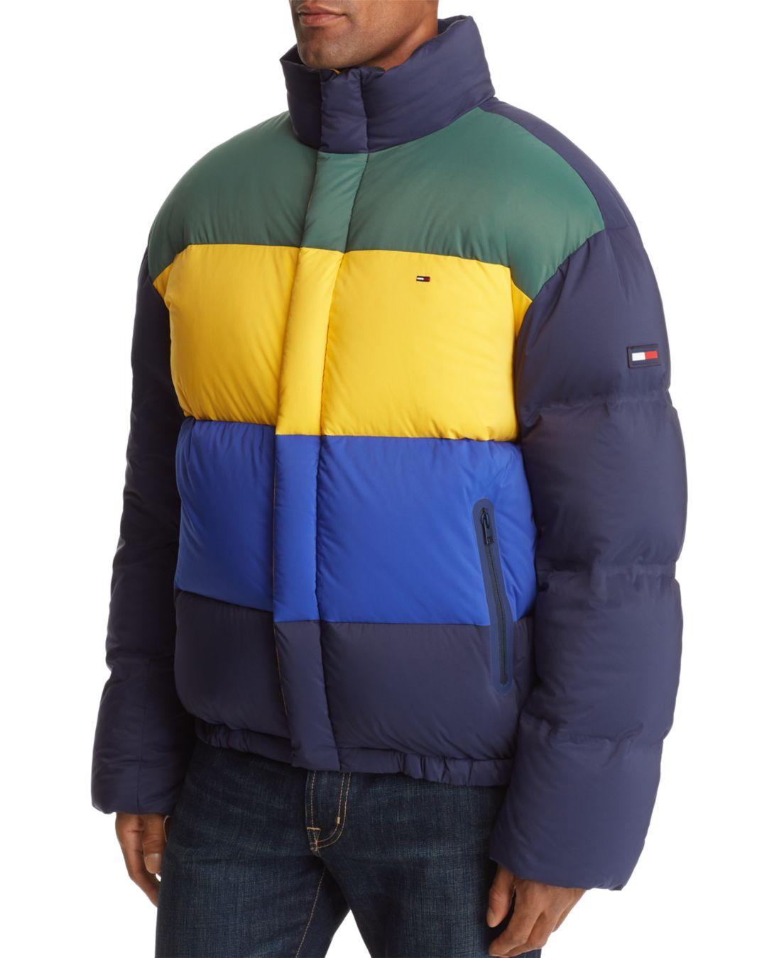Tommy Hilfiger Denim Oversized Color - Block Puffer Jacket for Men - Lyst