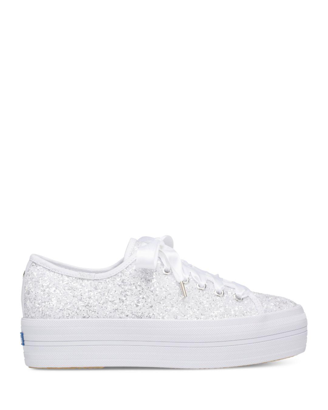 Keds Canvas Women's Triple Up Glitter Sneakers in White Lyst