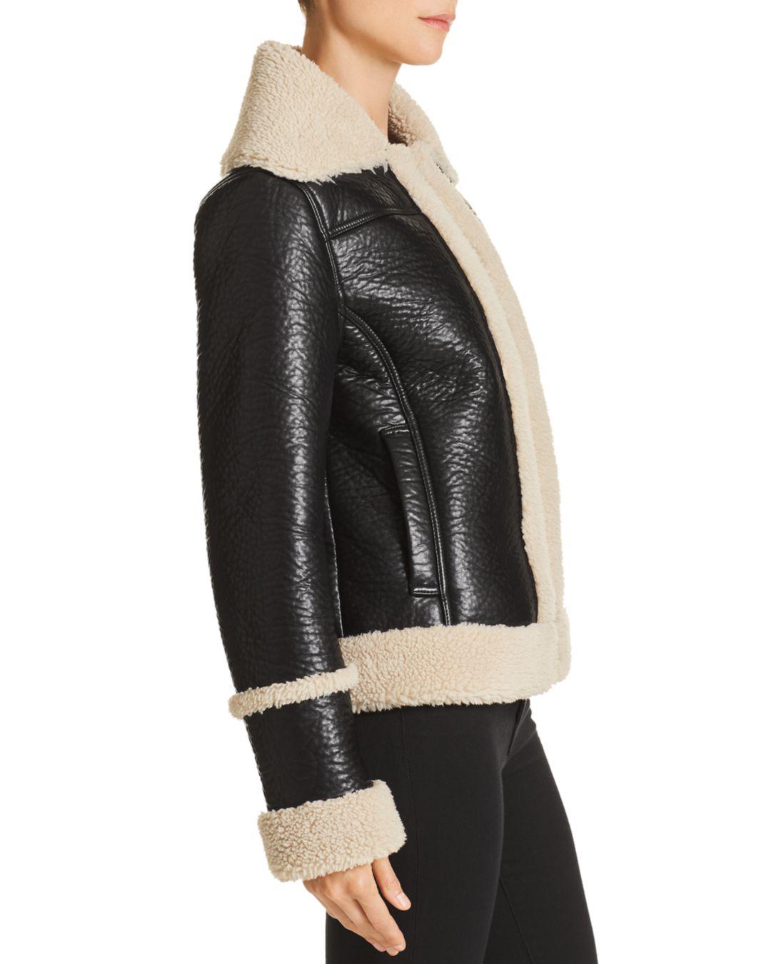 mother the boxy faux shearling moto jacket
