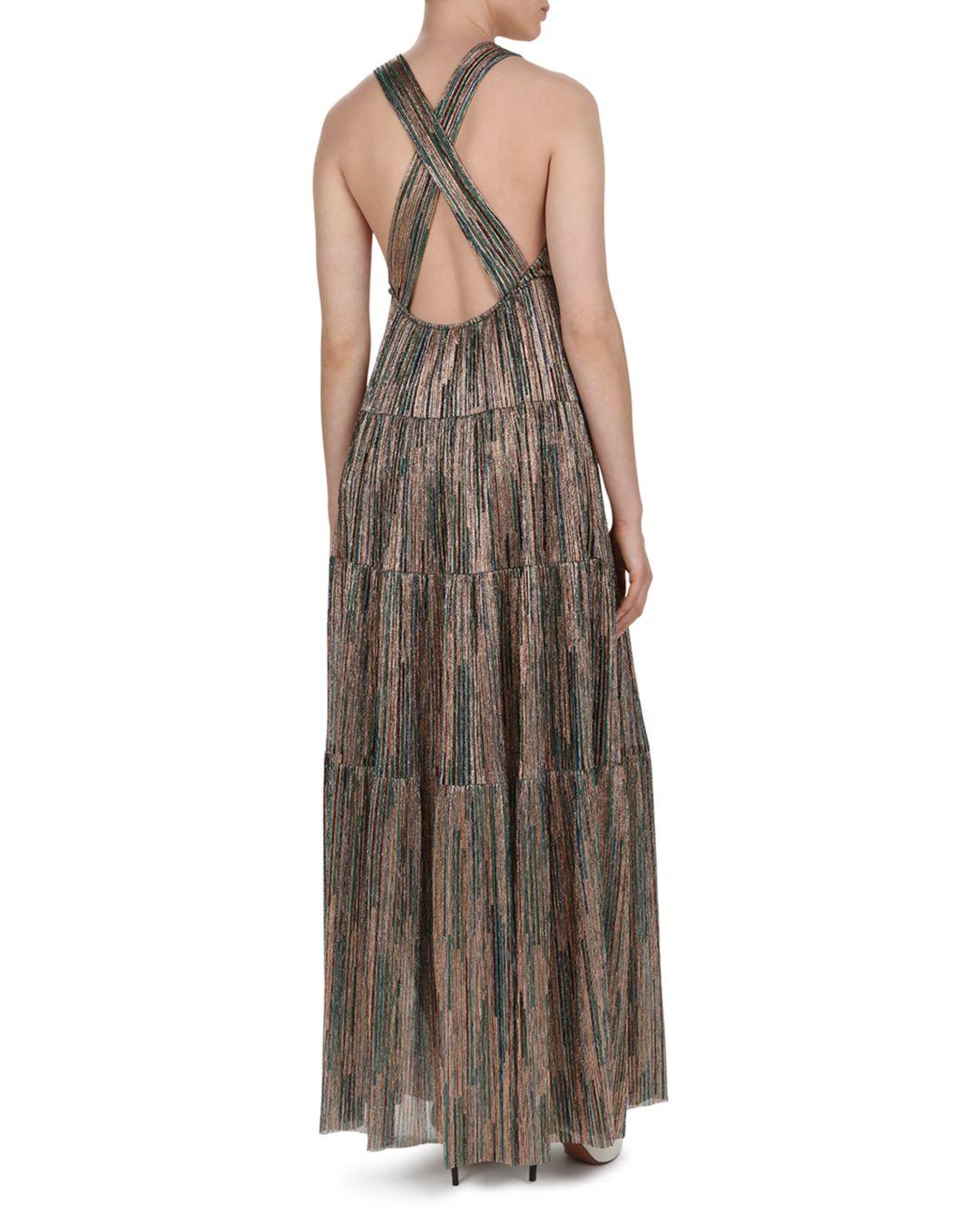 Tiered Metallic Maxi Dress | Lyst