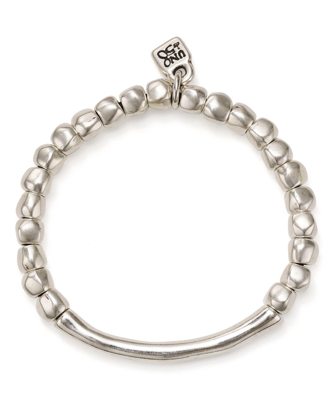 Uno De 50 Journey Beaded Logo Charm Bracelet in Silver (Metallic) - Lyst