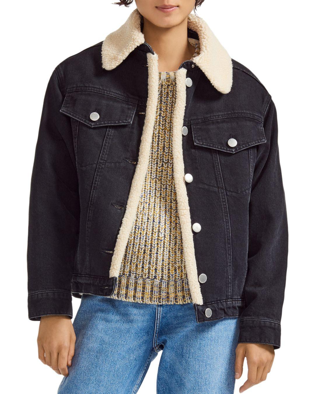 black denim shearling jacket