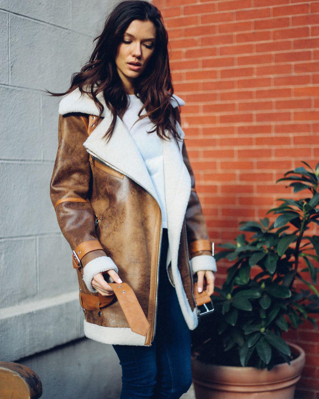 avec les filles shearling jacket