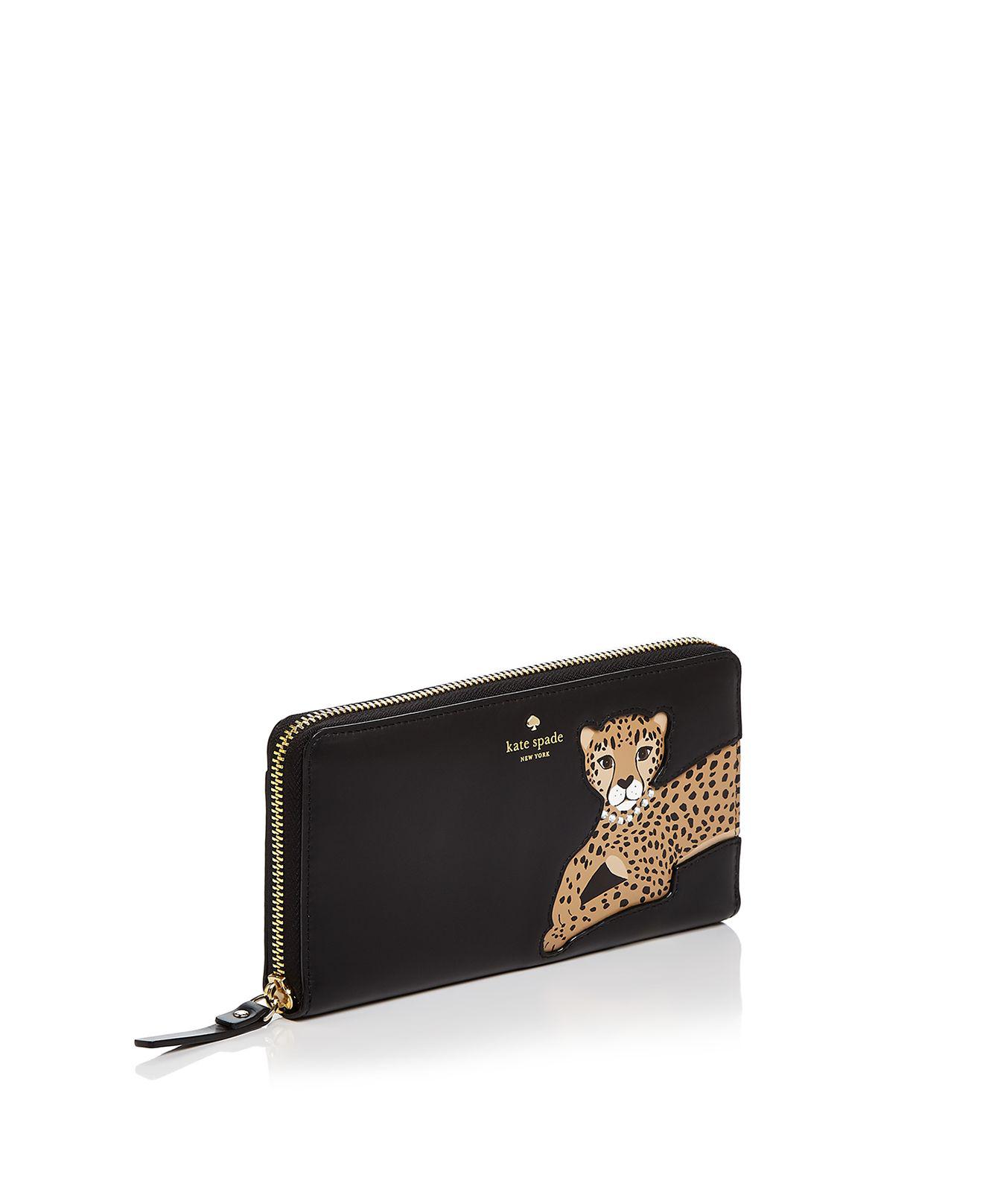 Kate Spade Run Wild Leopard Appliqué Leather Wallet in Black Lyst