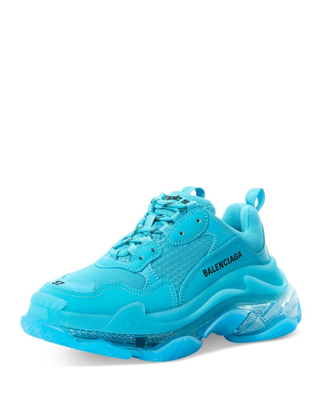 Balenciaga Synthetic Triple S Clear Sole Chunky Sneakers in Turquoise/ Turquoise (Blue) | Lyst