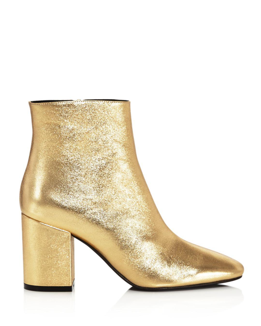 Anine Bing Women's Jane Leather Block Heel Booties in Gold (Metallic ...
