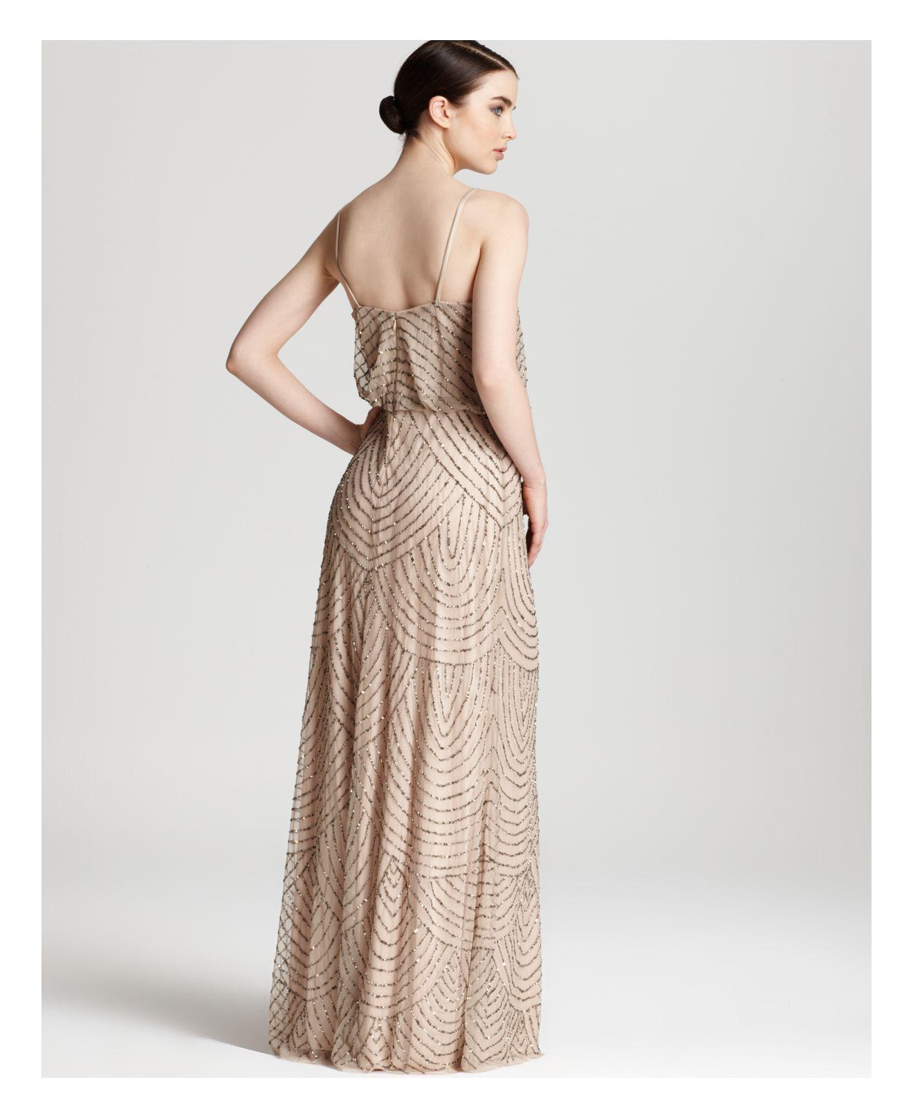 Lyst Adrianna Papell Beaded Dress Long Blouson in Brown