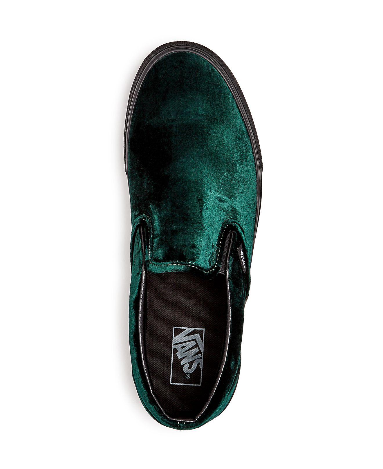 green velvet slip on vans