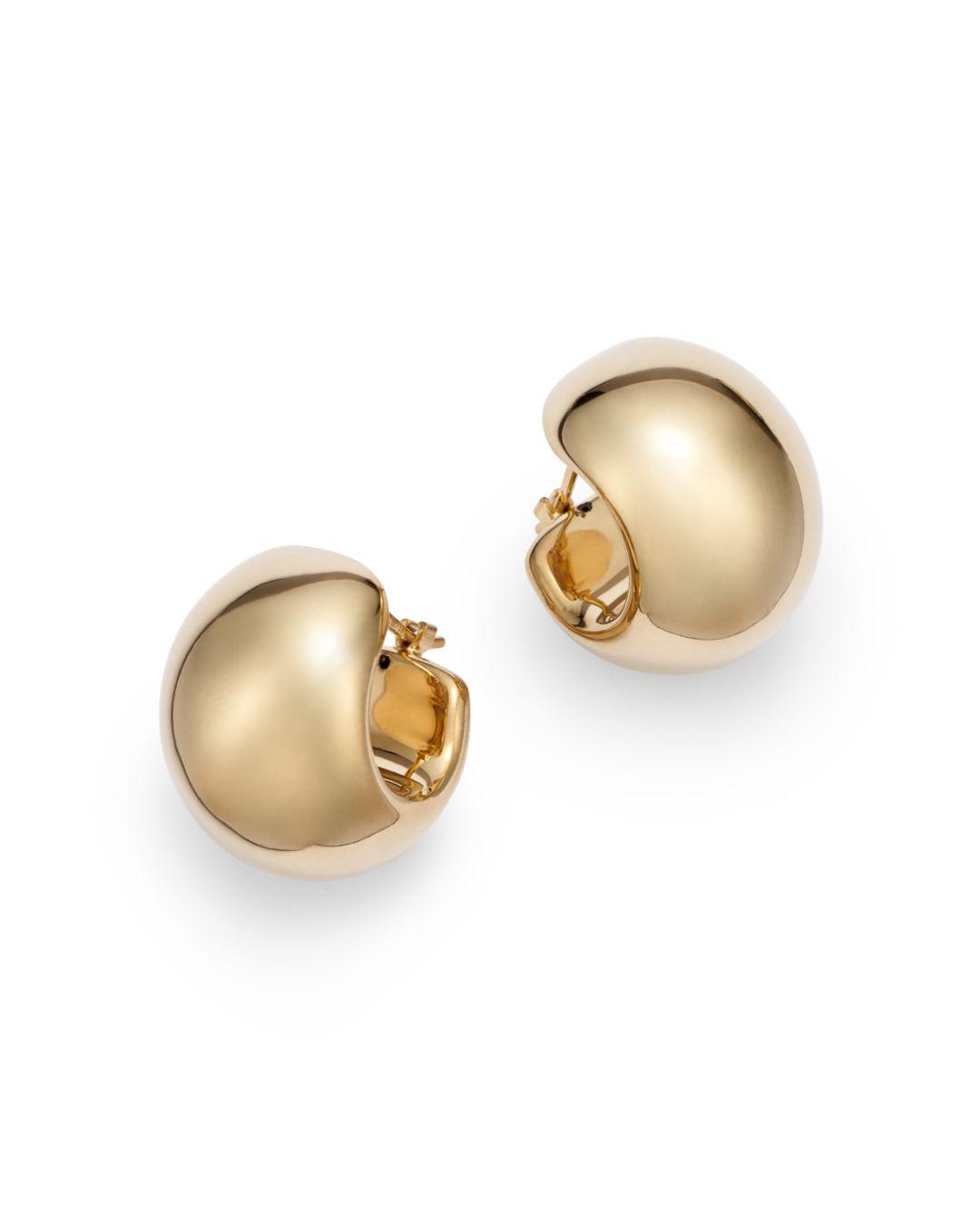 Wide Huggie Hoop Earrings In 14k Yellow Gold Wide Huggie Hoop Earrings In 14k Yellow Gold