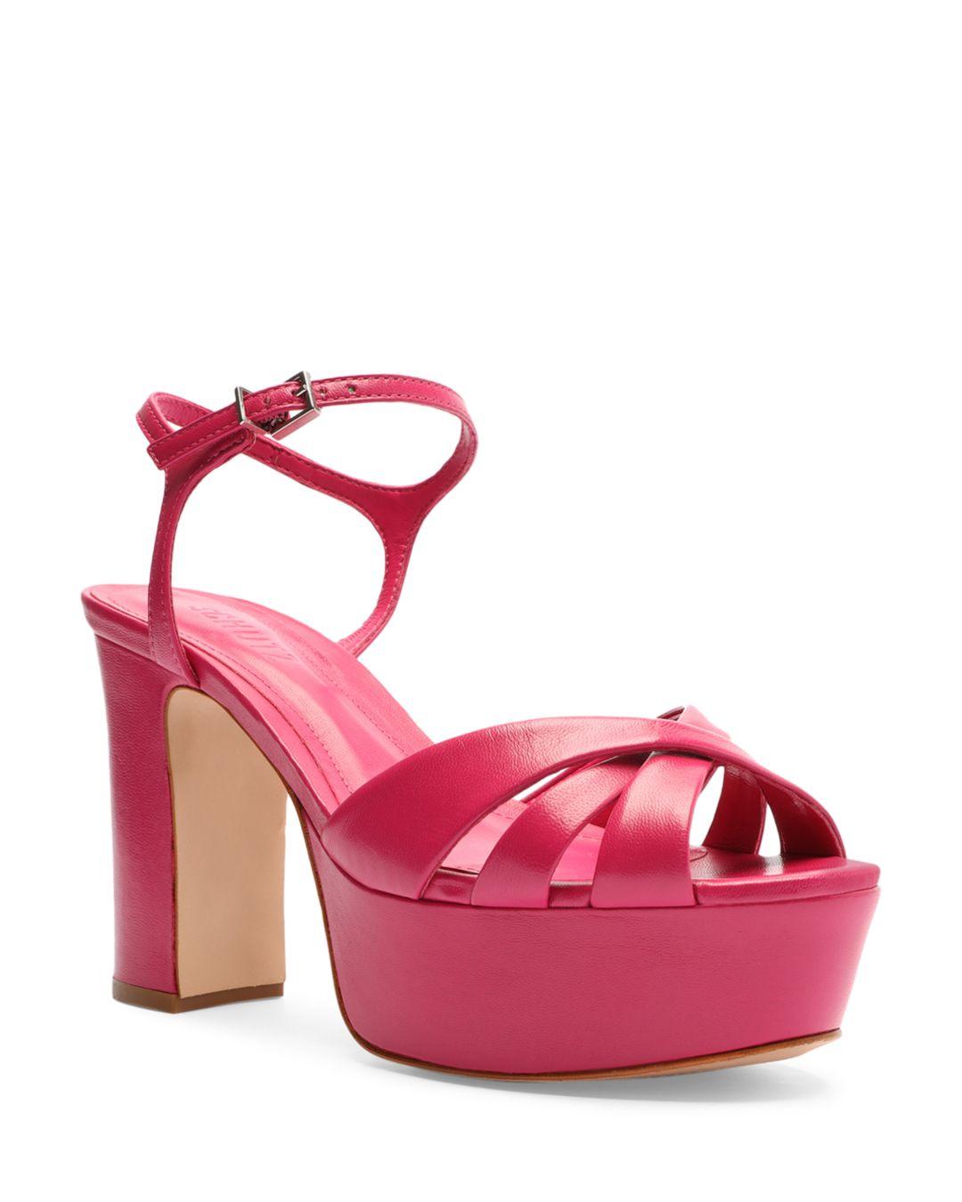 SCHUTZ SHOES Keefa Ankle Strap Slingback Platform Sandals in Pink | Lyst