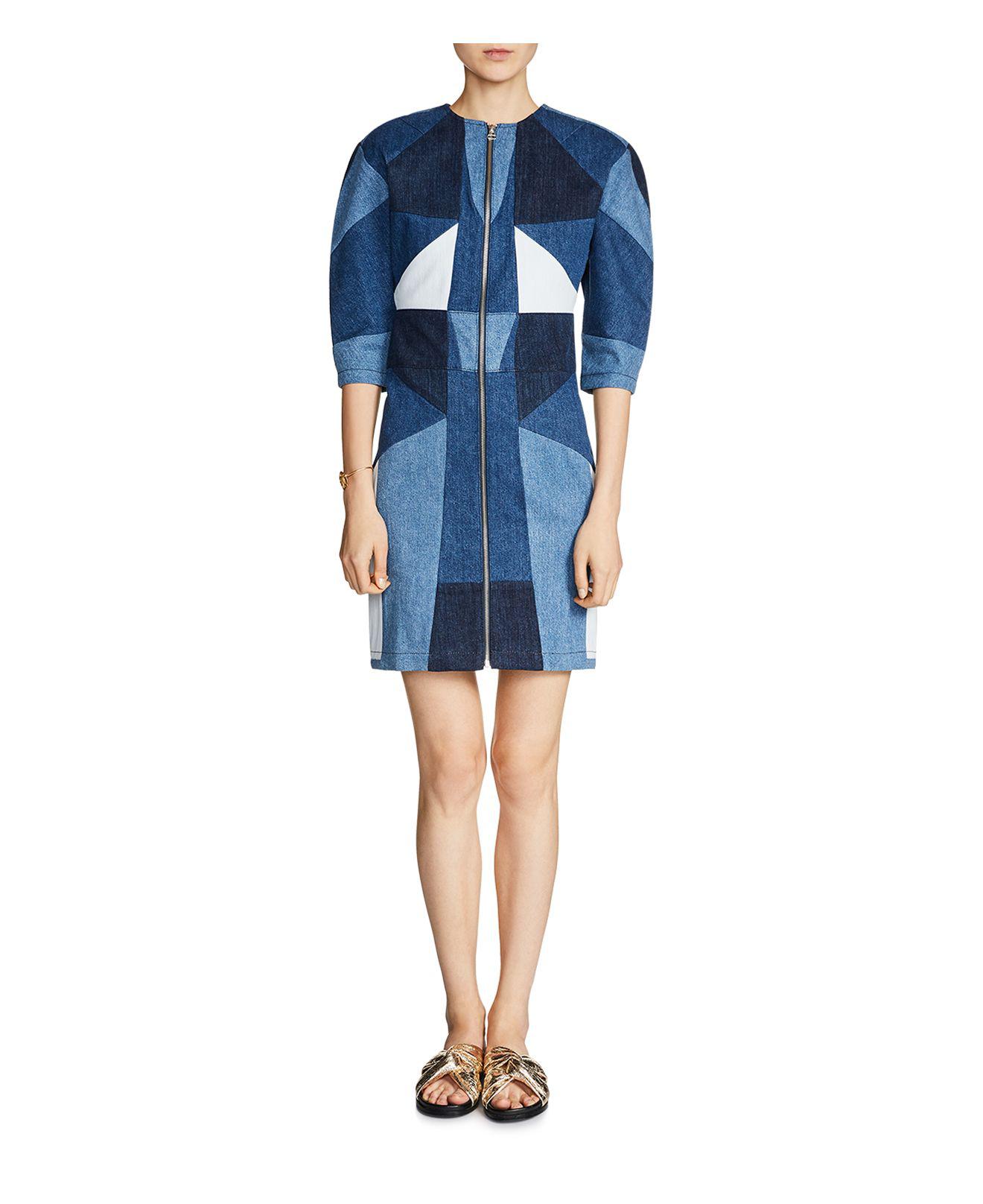 patchwork denim dress