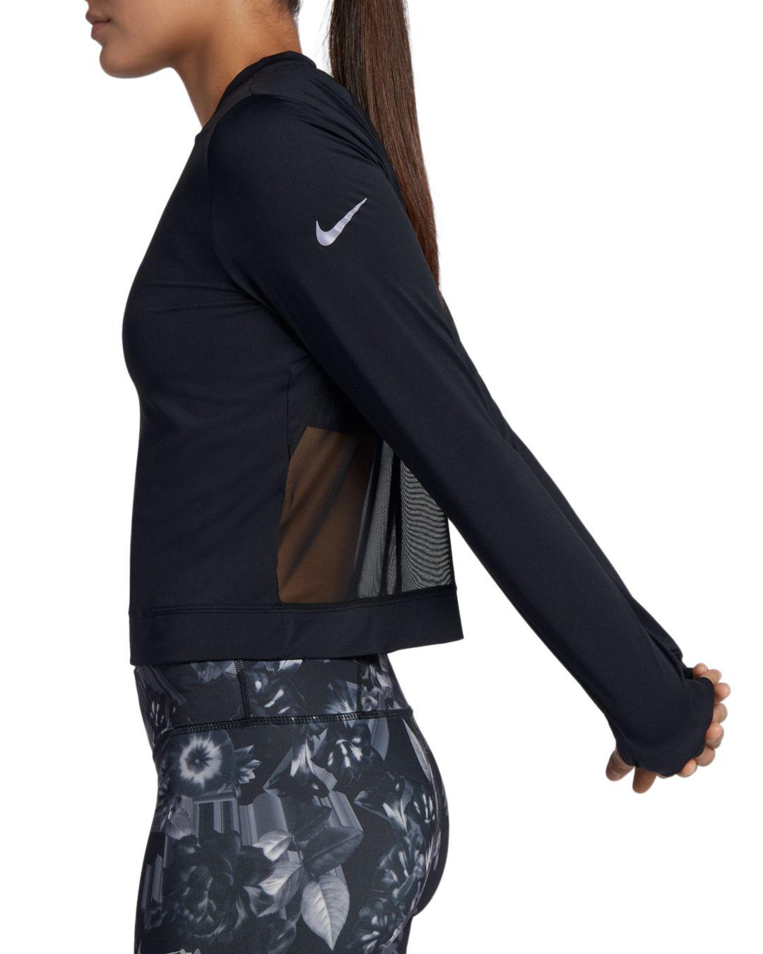 Nike Miler Mesh-back Cropped Top in Black | Lyst