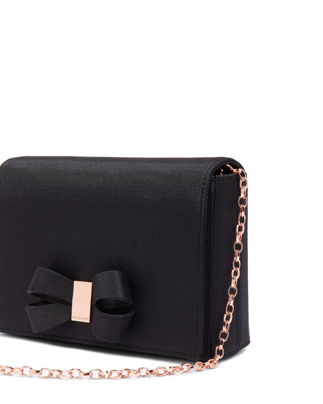Ted Baker Stacyy Looped Bow Satin Clutch in Black/Rose Gold (Black) Lyst