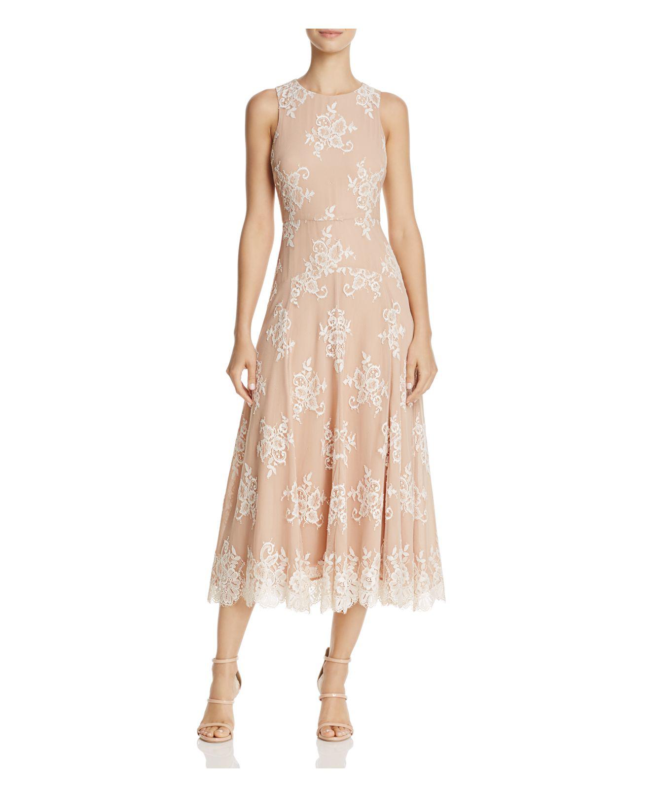 Lyst Betsey Johnson Tealength Lace Dress in Natural