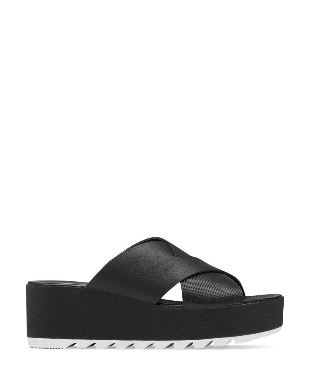 Sorel Cameron Platform Wedge Sandals in Black | Lyst