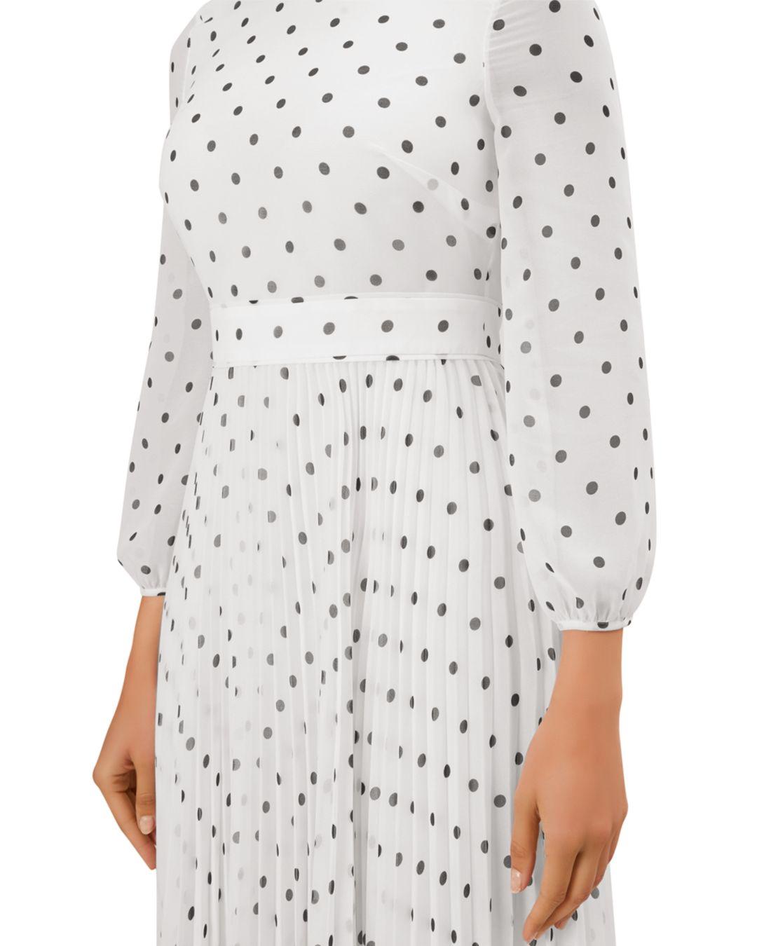 hobbs pink polka dot dress