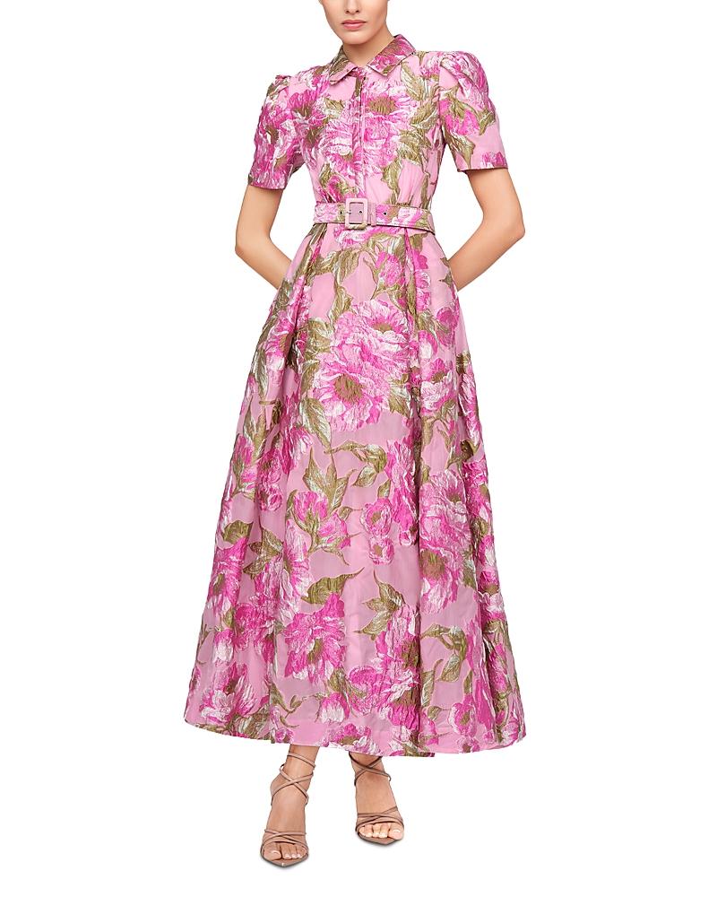 theia ellie crinkle calf-length a-line midi-dress Theia
