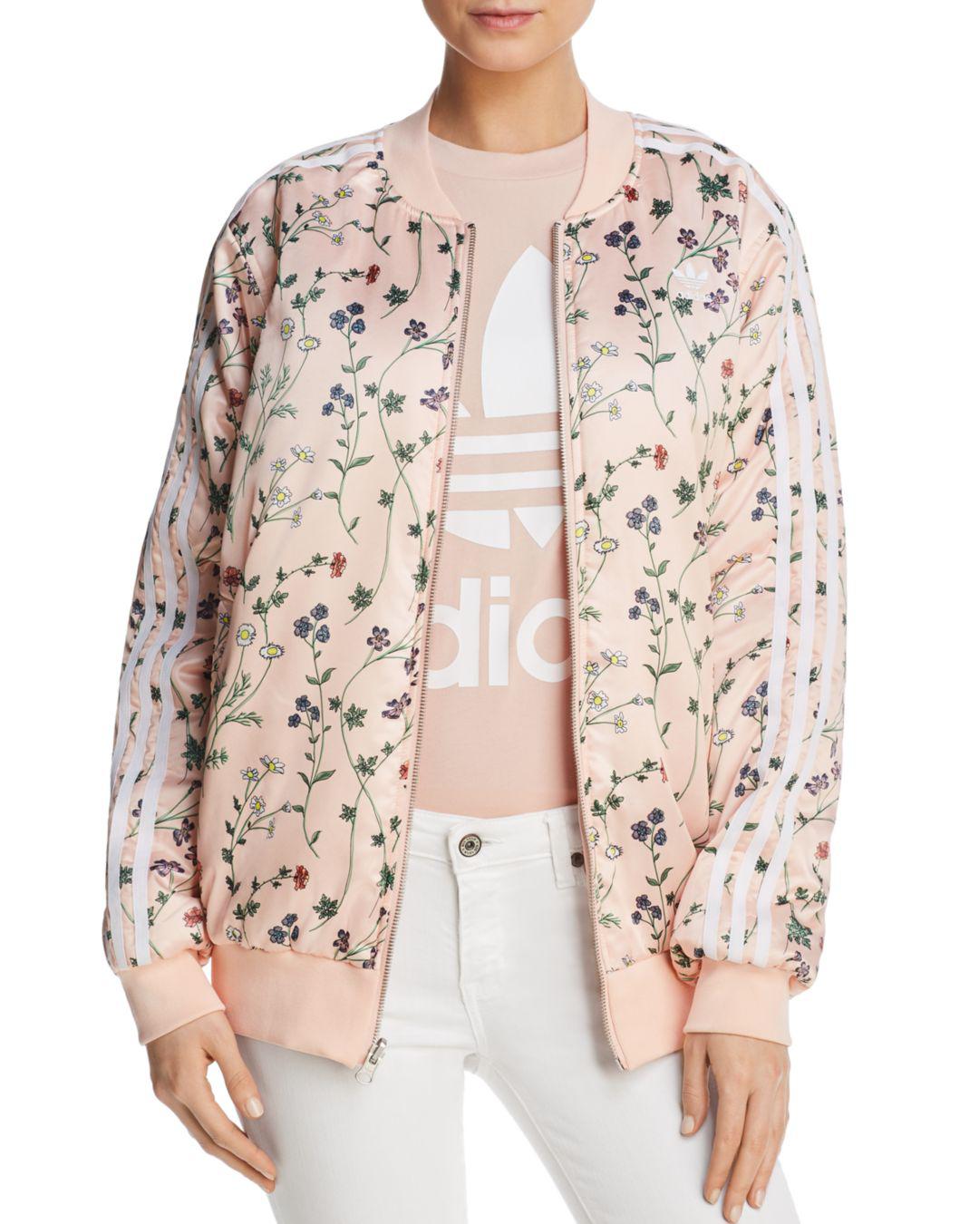 adidas Originals Reversible Floral Print Bomber Jacket in Pink | Lyst Canada