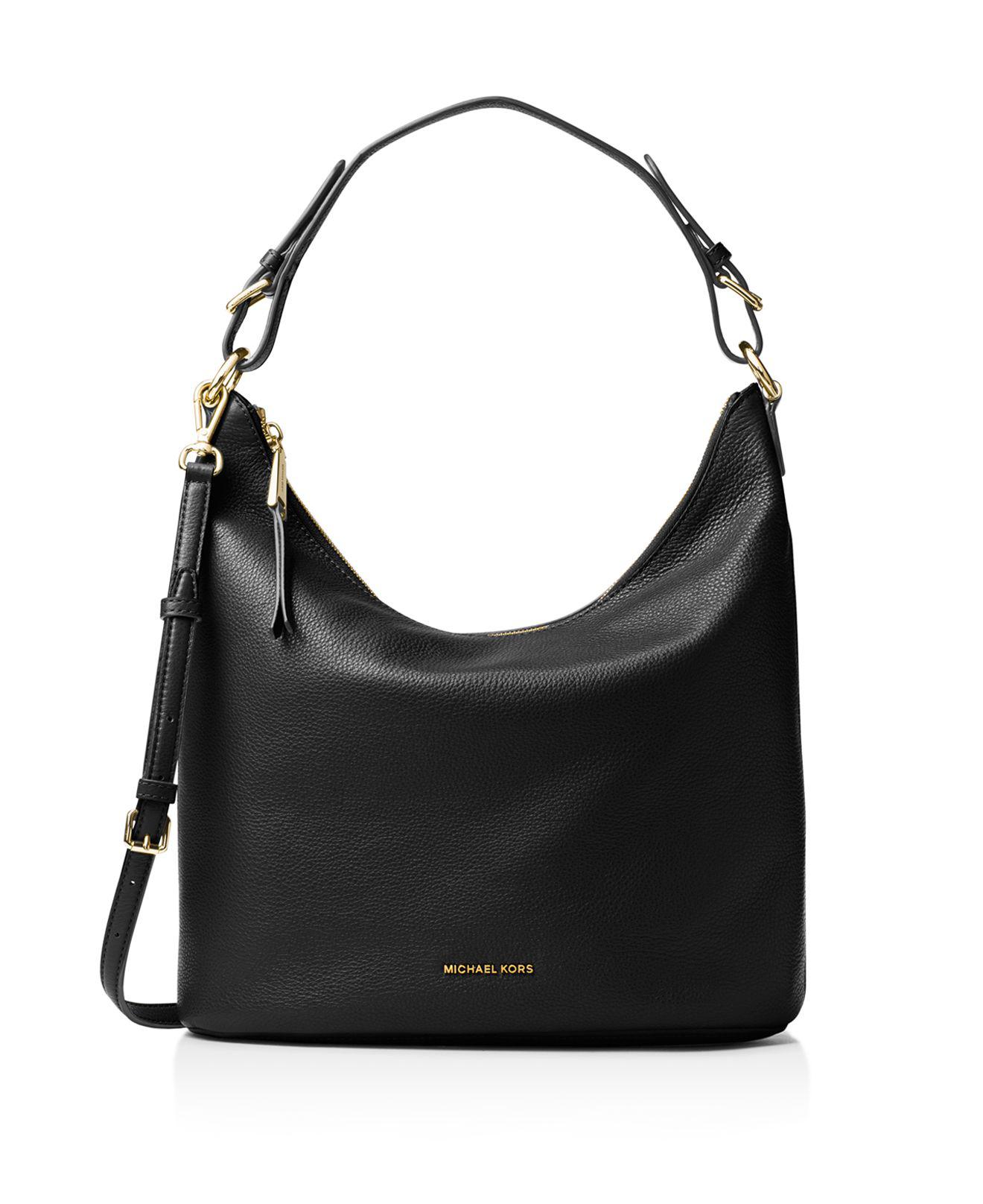 MICHAEL Michael Kors Lupita Large Leather Hobo Bag in Black | Lyst