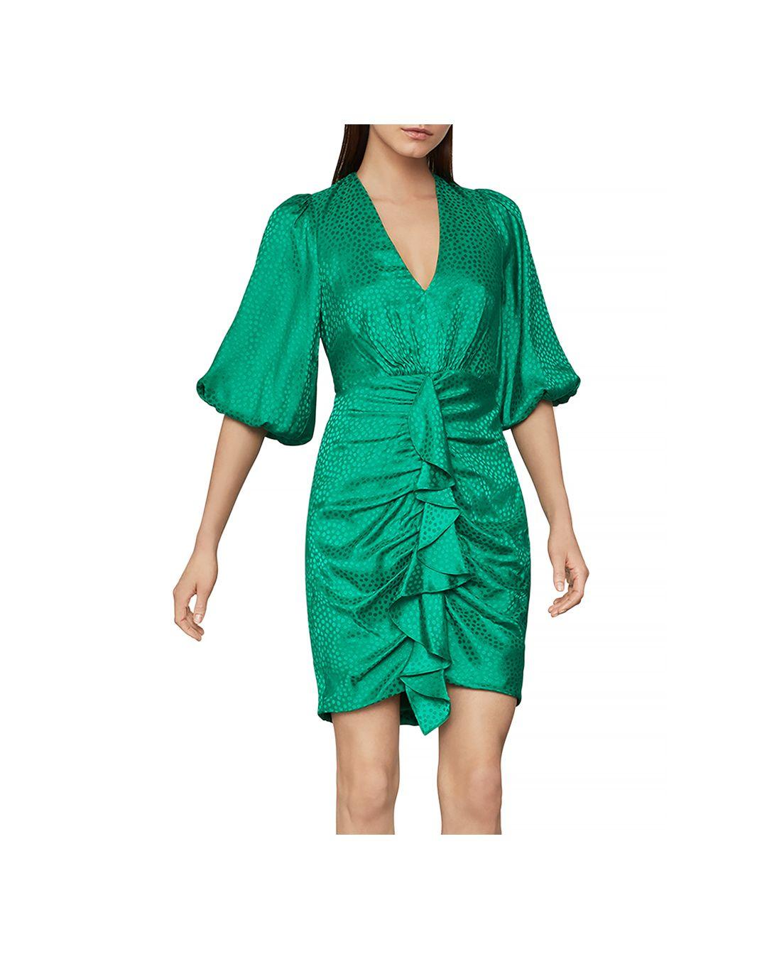 BCBGMAXAZRIA Balloon Sleeve Ruffled Dress in Sapphire Green (Green) - Lyst