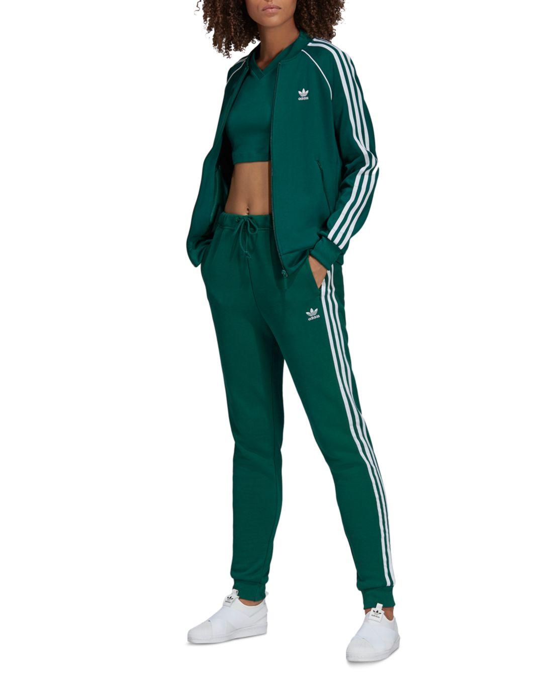 adidas Satin Sst Collegiate Green Womens Track Jacket | Lyst