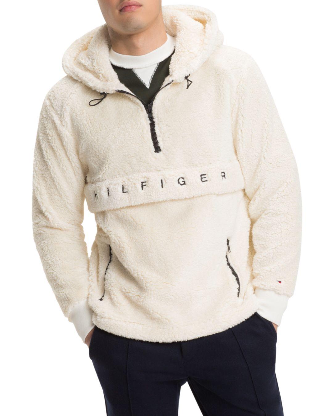 Tommy Hilfiger Oversized Hooded Sherpa Sweatshirt in White for Men | Lyst