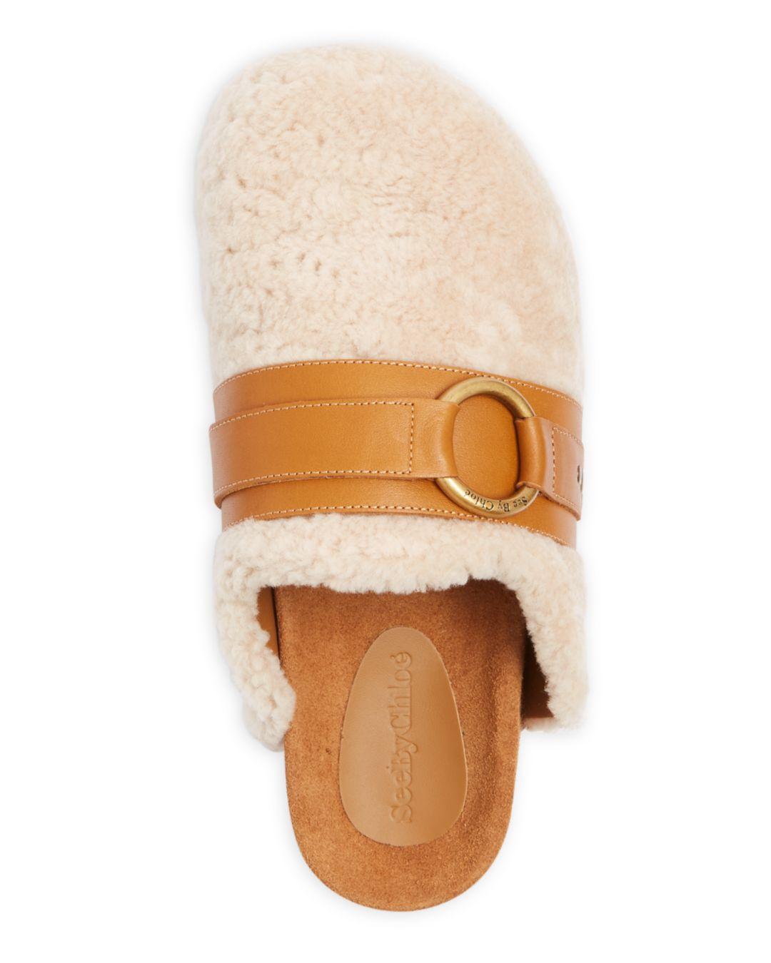 see by chloe shearling mules